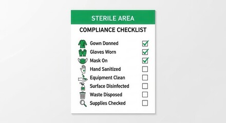 Sterile Area Compliance Checklist for Medical and Hygiene Procedures, Ensuring Safety