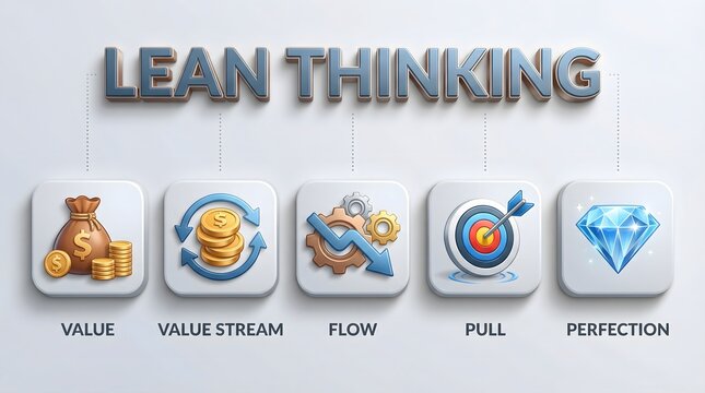 Lean thinking business concept with icons
