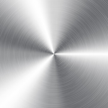 Circular Brushed Metal Texture Radial Steel Background with Scratches Vector Illustration