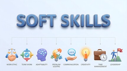 Obraz premium Soft skills concept with icons and symbols