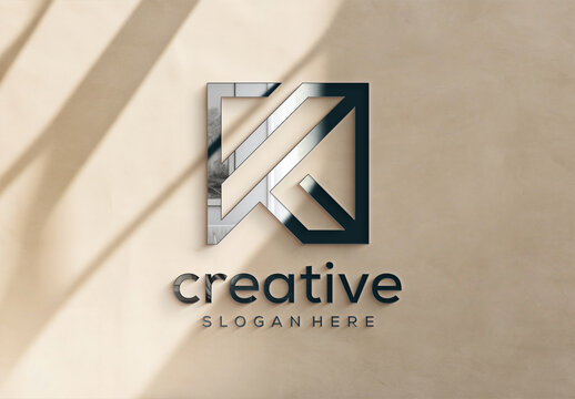 Glossy Logo on Textured Wall with Shadows Mockup