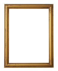 Obraz premium Gold frame isolated empty rectangular isolated on a transparent background