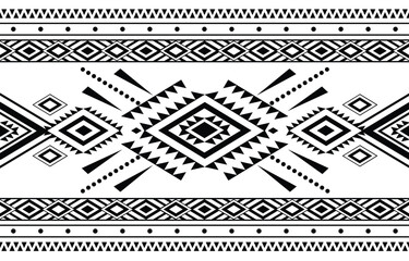 Ethnic tribal Aztec black and white background. Seamless tribal pattern, folk embroidery, tradition geometric Aztec ornament. Traditional design for fabric, textile, print, rug, paper, carpet