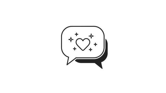 Chat bubble with heart symbol.