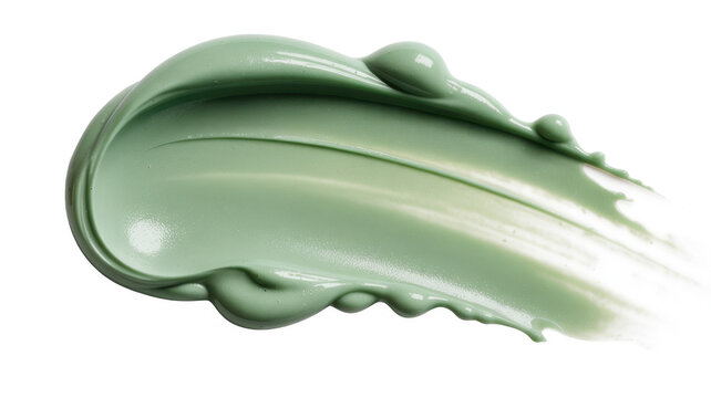 Green cream smear on white background texture cosmetic isolated on a transparent background