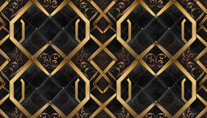 Fototapeta premium papier peint art déco noir et or avec motif géométrique de luxe