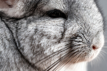 Close Up of a Gray Chinchilla's Face