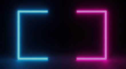 Blue & pink neon frames on black