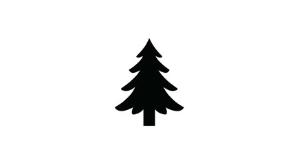 Fototapeta premium A silhouette of a stylized evergreen tree, in black against a white background, minimal and clean