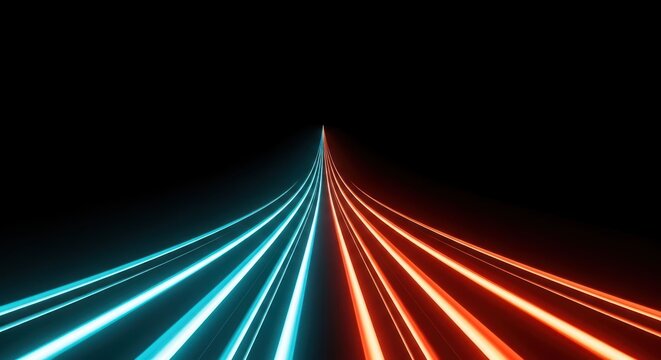 Light streaks blur, converging on dark field