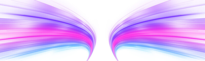 Magenta and pink neon spirals race along a dark futuristic road. Glowing trails illustrate cyber...