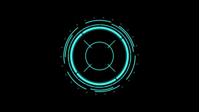 Futuristic target hud ui element data display cyan suitable for science fiction films, video games, data visualization, and technological presentations.