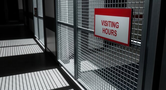 Visiting Hours Sign at a Correctional Facility: Illustrative of Confinement and Hope