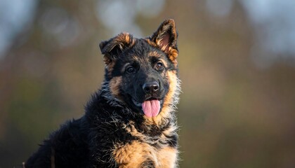 German Shepherd Dog Portrait Outdoor Setting.