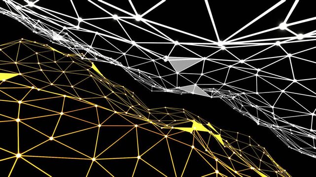 Digital plexus network forming technological web structure. For corporate presentations, tech company videos, business conferences, AI demonstrations, data visualization, innovation showcases. 4K