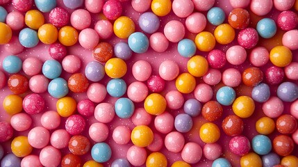Obraz premium Colorful Candy Spheres: A delightful close-up showcasing an array of vibrant candy spheres, each bursting with color and charm, offering a sweet symphony of textures and tastes.