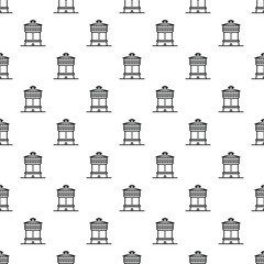 Water towers repeating in a continuous outline pattern on a white background