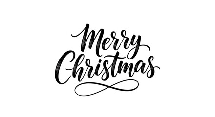 Elegant black script lettering of 'Merry Christmas' on a clean white background, perfect for holiday greetings and festive designs. © Avoxel