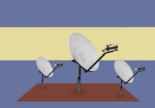 Collage with a dirty sattellite dish	