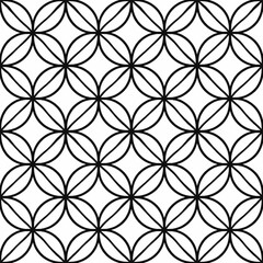 Fototapeta premium Seamless Geometric Circle Pattern – Black and White Flower of Life Sacred Geometry Background