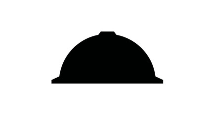 A black silhouette of a hard hat against a white backdrop. Basic shape of a safety helmet