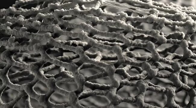 Microscopic Nanotechnology Carbon Nanotube Network Structure Organic Biological Mesh Lattice Horizontal 4K Cinematic Video