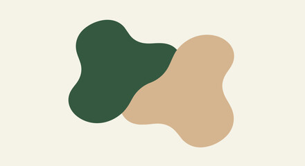 Organic Green and Beige Abstract Blob Shapes