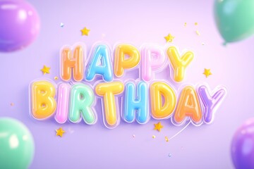 Colorful 3D Happy Birthday Greeting. 