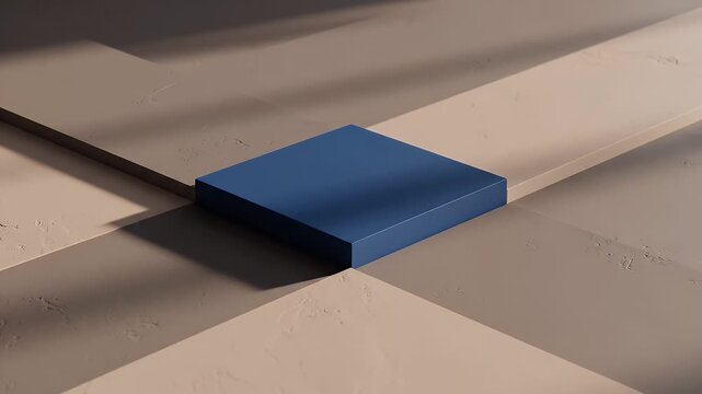 Geometric composition with contrasting planes and a central blue square