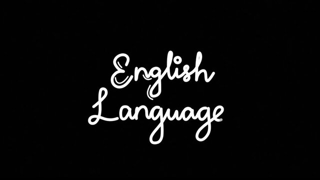 English language One line continuous animated typography intro outro animation video, hand drawn calligraphy lettering monoline vintage text on background, handwriting white type on black backdrop bg 