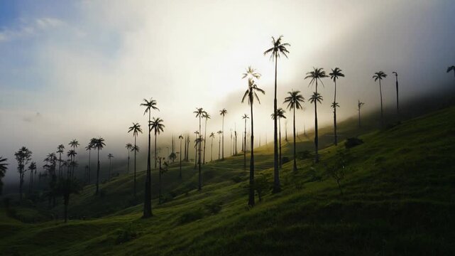 Palm trees in the Cocora Valley, Colombia.