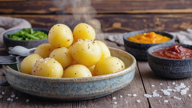 Papas arrugadas or wrinkled potatoes in the Canary Islands, Spain.