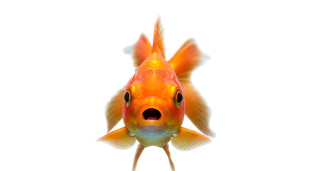 Goldfish Face With Open Mouth On White Background animal