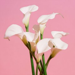 Obraz premium Elegant white calla lilies on a vibrant pink background