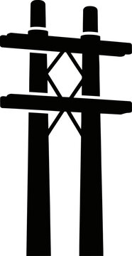 H-frame electricity pylon silhouette for high voltage transmission