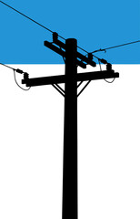 Obraz premium Power line pole figure with blue sky background