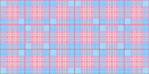 Pastel pink and blue tartan plaid seamless vector pattern. Modern geometric check background in soft tones