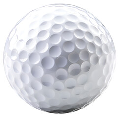 Isolated white glossy golf ball with dimples on transparent background