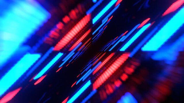 Red and Blue Dynamic LED Soundwave Motion Background VJ Loop in 4K