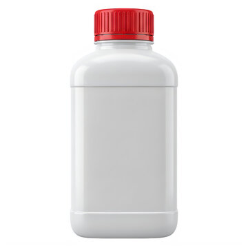 A white plastic bottle with a red cap isolated on transparent background