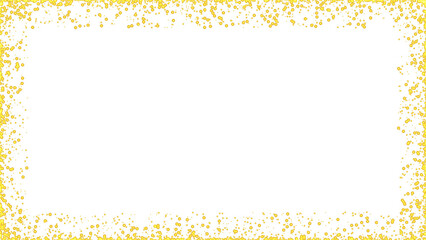 Gold glitter frame rectangle isolated on transparent background. Sparkling metallic border with shiny glitter effect. Design element for overlay, invitation, poster, PNG