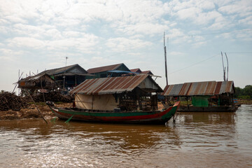 Kampong Phluk, Siem Reap, Cambodia, 11th January 2026 - The brightly painted and colourful floating village of Kampong Phluk with brightly painted boats