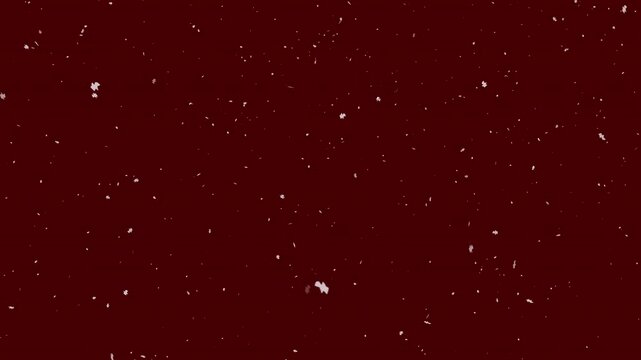Realistic snow fall dark red background celebration effect overlay, ideal for festive animations, winter themes, and digital projects.