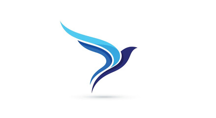 This modern abstract bird logo features an elegant, stylized silhouette with sweeping blue and teal wings that symbolize freedom, flight, and progress. 