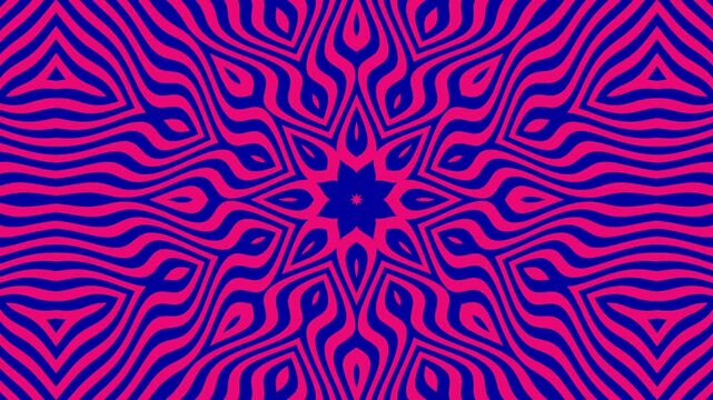 Abstract hypnotic pattern of symmetrical curves in vibrant pink and blue