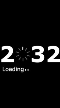 Loading bar 2032 icon animation with dark background.Futuristic glowing loading bar 2032 icon with smooth animated.