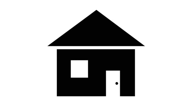 Simple Black House Icon Illustration Design.
