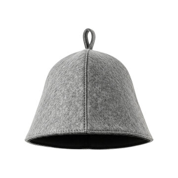 Grey wool felt hat for sauna head protection with loop for hanging in traditional steam bath