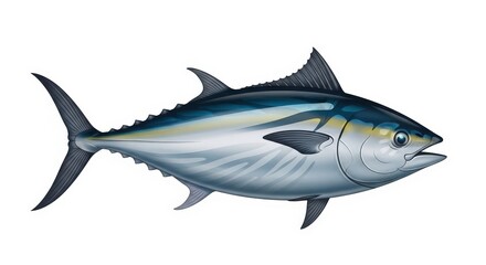 Fototapeta premium Tuna Fish Illustration on White Background.