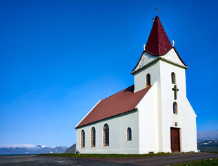 Naklejka premium Ingjaldsholskirkja church in Helissandur, Snæfellsnes